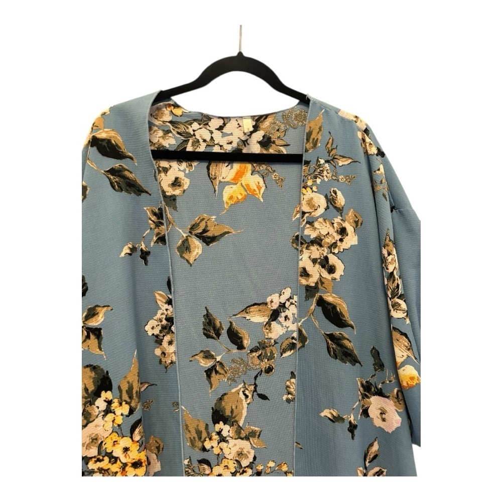 Blue Floral Kimono Cardigan Size Large - Picture 2 of 4